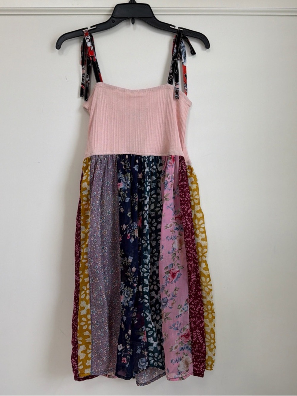 Young Threads Patchwork Tie Shoulder Mini Chiffon Dress XL NWT